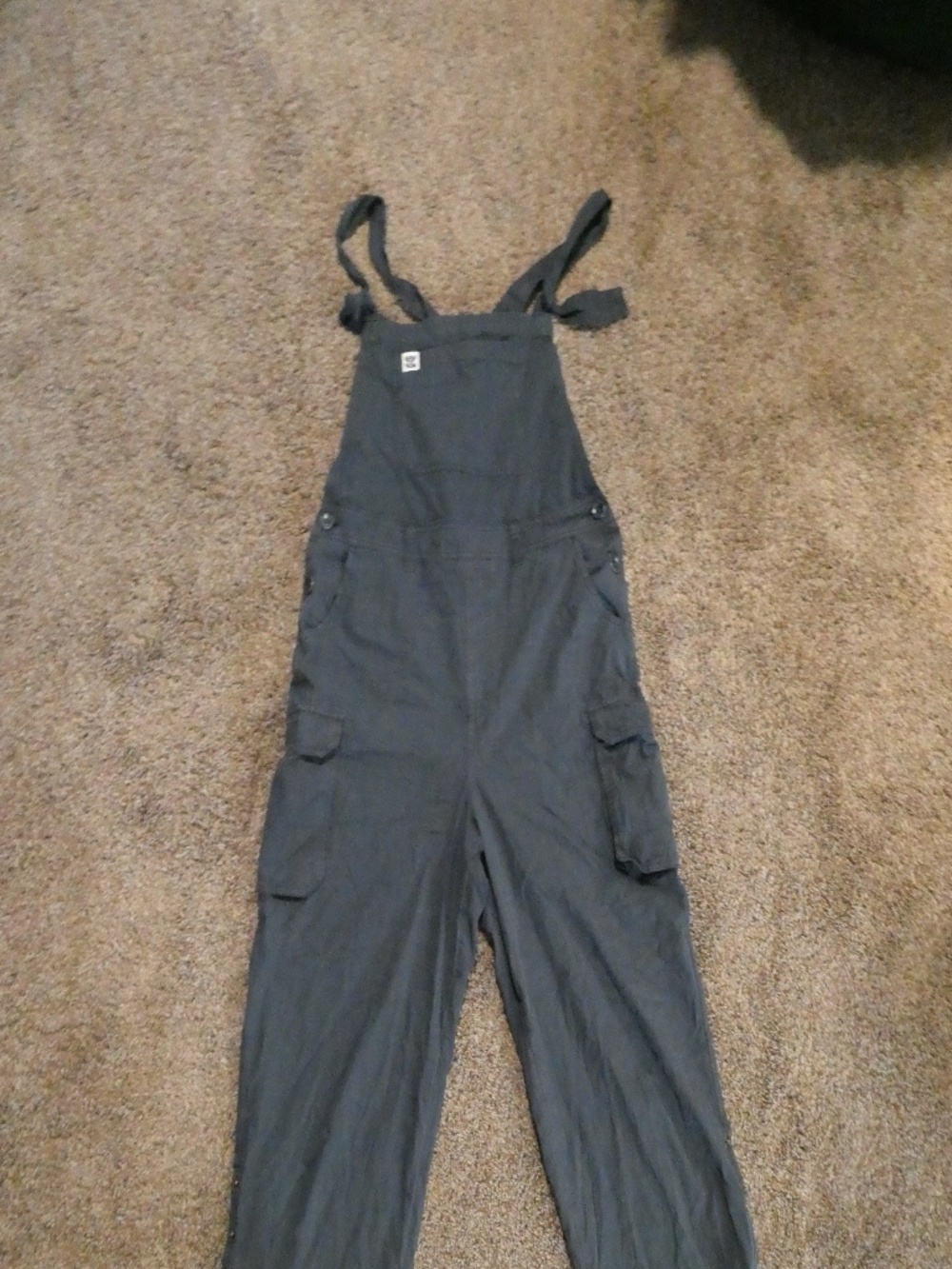 Lucy & Yak Wide Leg Cargo Dungarees Grey US 6 R